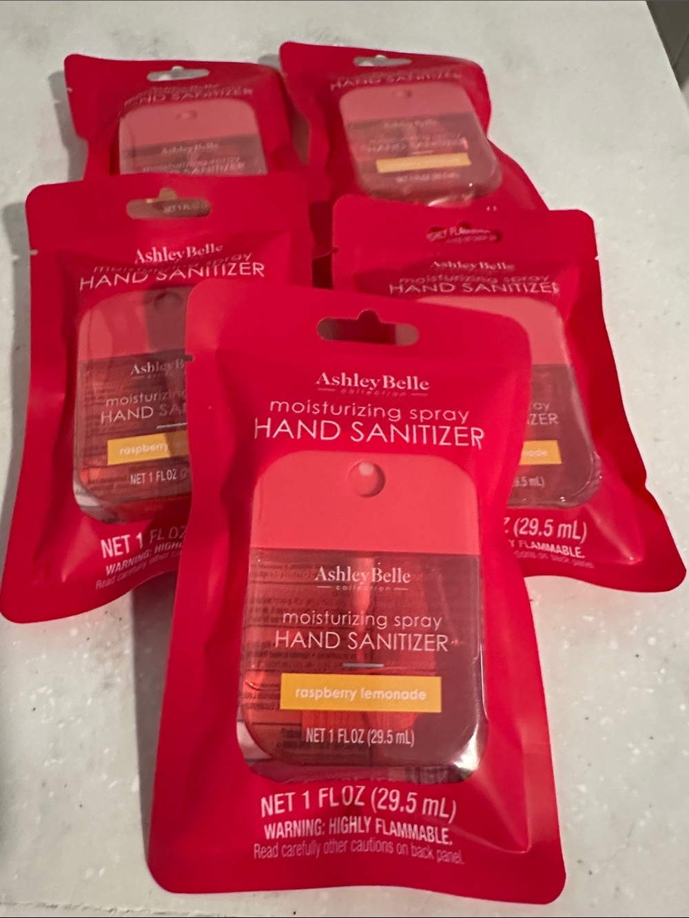 (Lot of 5) Moisturizing Spray Hand Sanitizer Pink (Raspberry Lemonade)